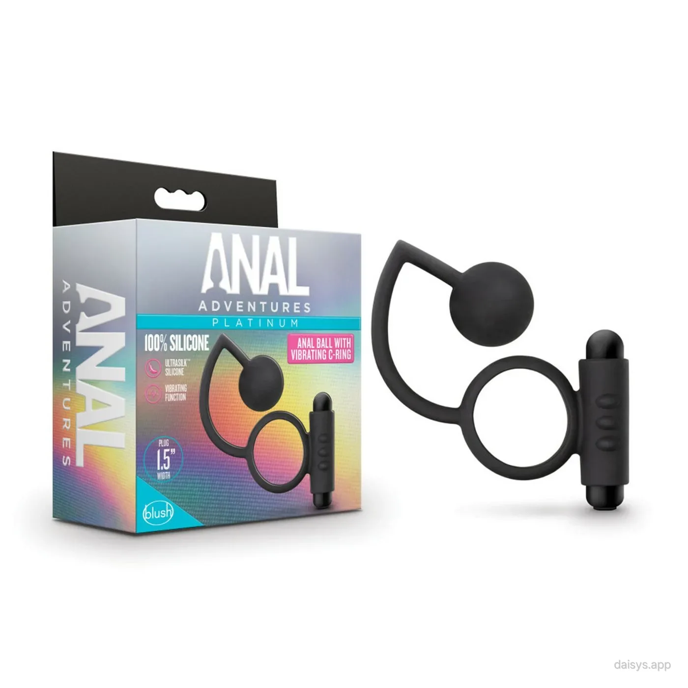 ANAL ADVENTURES PLATINUM - SILICONE ANAL BALL WITH VIBRATING C-RING - BLACK - Blush