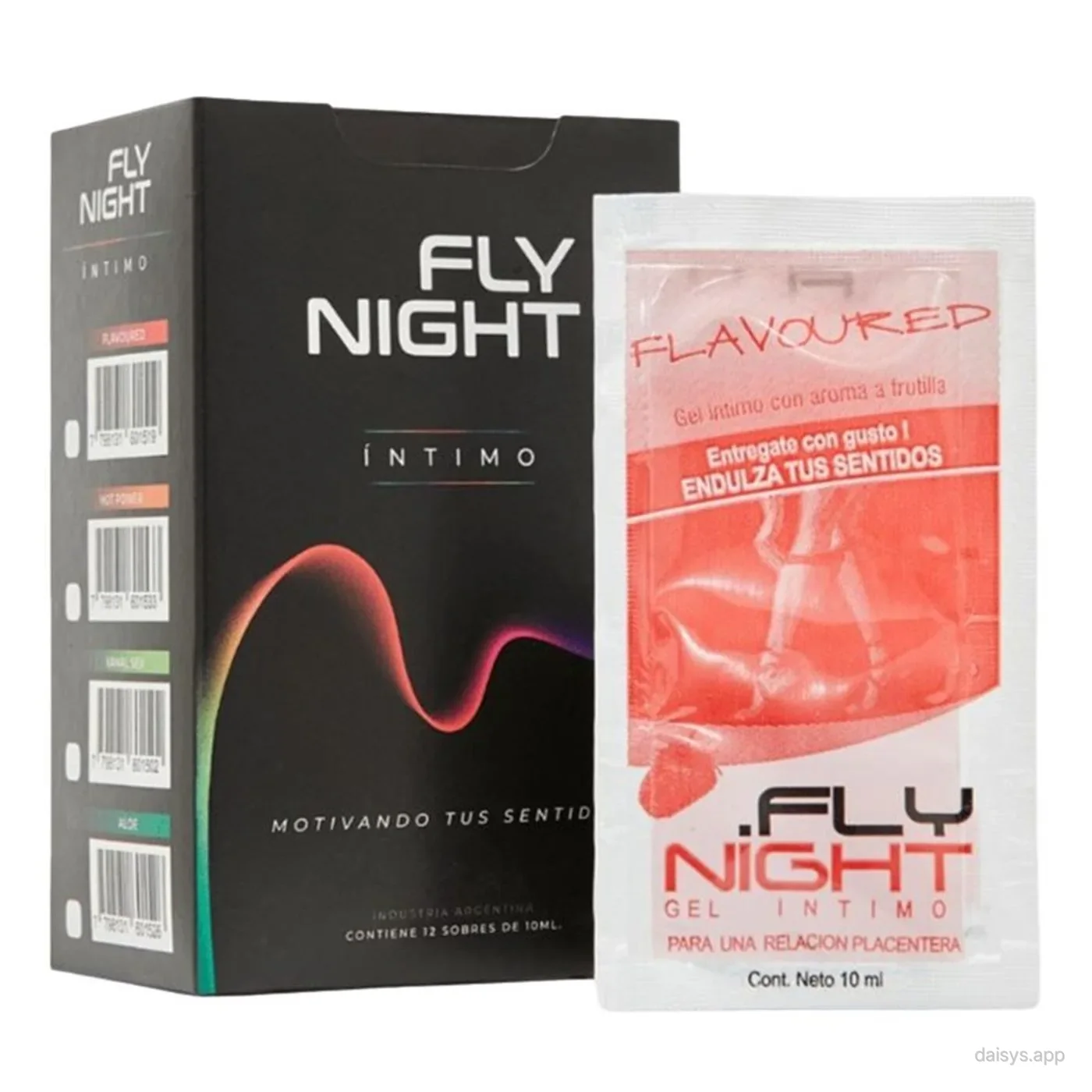 CAJA X12 SACHET GEL FLAVOURED SABOR FRUTILLA 10ML - Fly Night