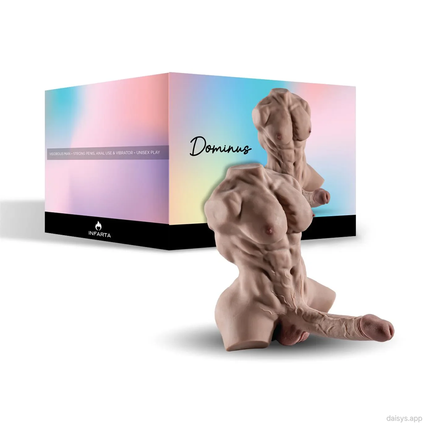 DOMINUS – MUSCULOSO MASTURBADOR EL MÁS VENDIDO - PENE REALISTA Y ANO + BALITA DE REGALO – EFECTO BRONCEADO - Infarta Toys